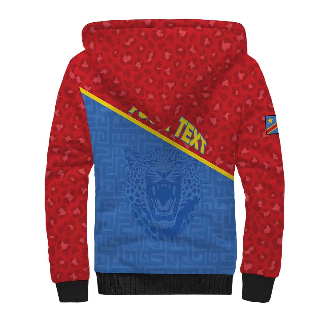 Custom DR Congo Football Sherpa Hoodie Allez Les Léopards - Wonder Print Shop
