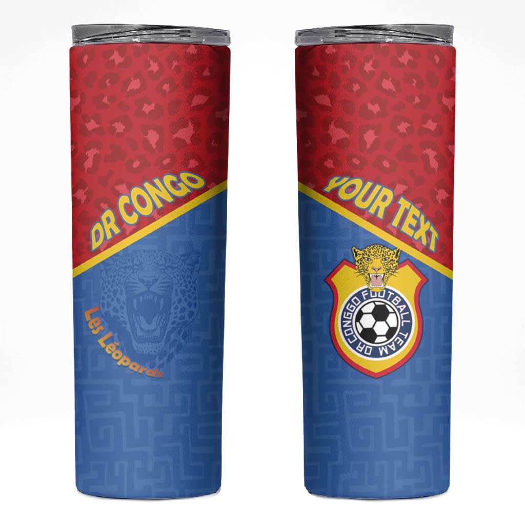 Custom DR Congo Football Skinny Tumbler Allez Les Léopards - Wonder Print Shop