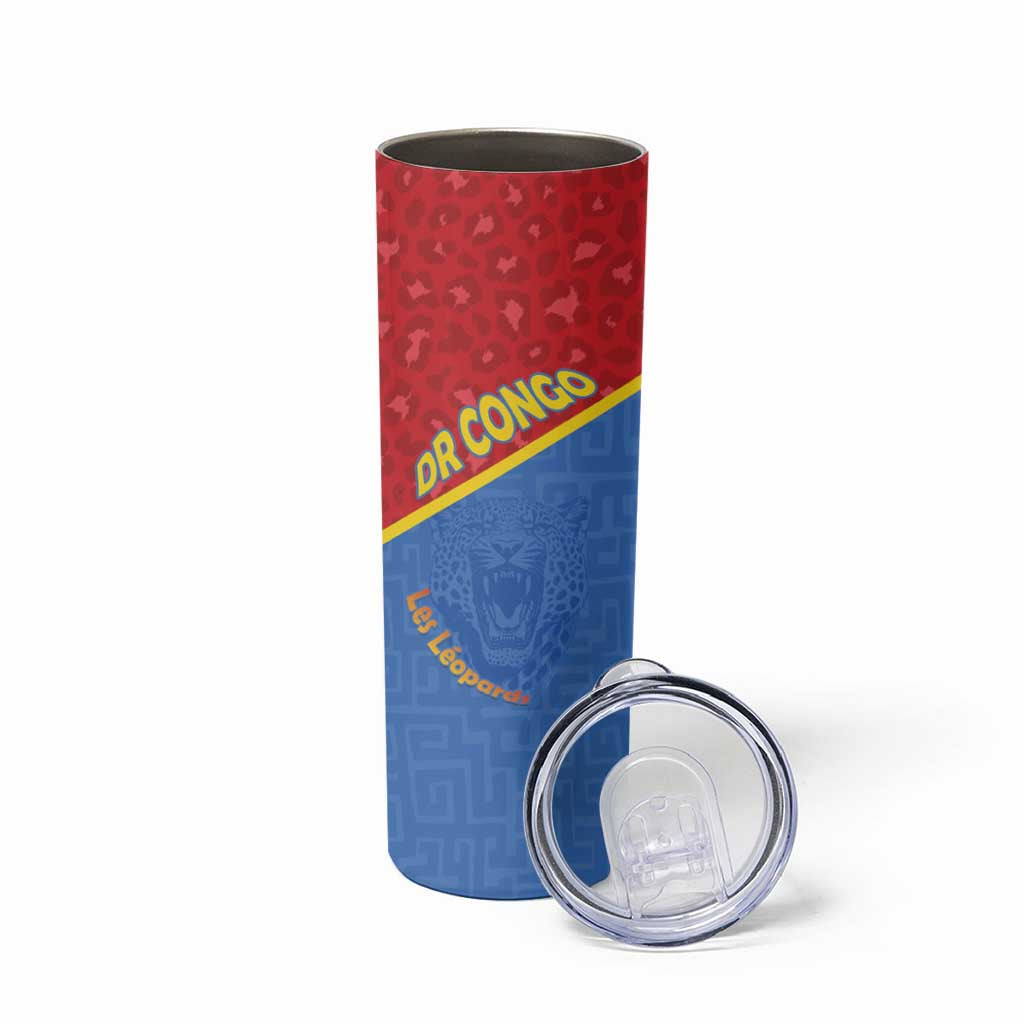 Custom DR Congo Football Skinny Tumbler Allez Les Léopards - Wonder Print Shop