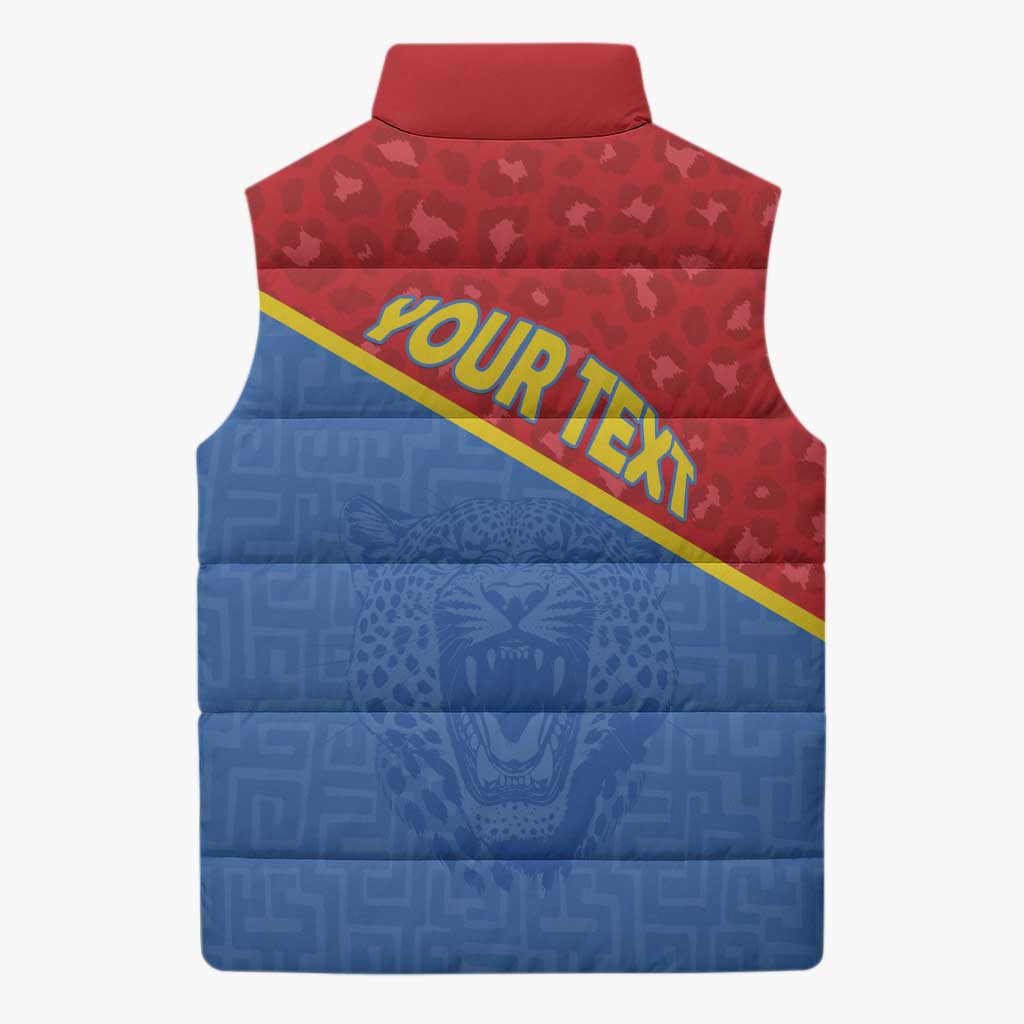 Custom DR Congo Football Sleeveless Puffer Jacket Allez Les Léopards - Wonder Print Shop