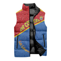 Custom DR Congo Football Sleeveless Puffer Jacket Allez Les Léopards - Wonder Print Shop