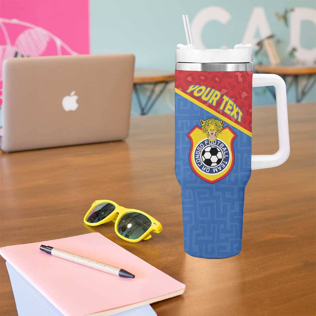 Custom DR Congo Football Tumbler With Handle Allez Les Léopards - Wonder Print Shop