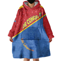 Custom DR Congo Football Wearable Blanket Hoodie Allez Les Léopards - Wonder Print Shop