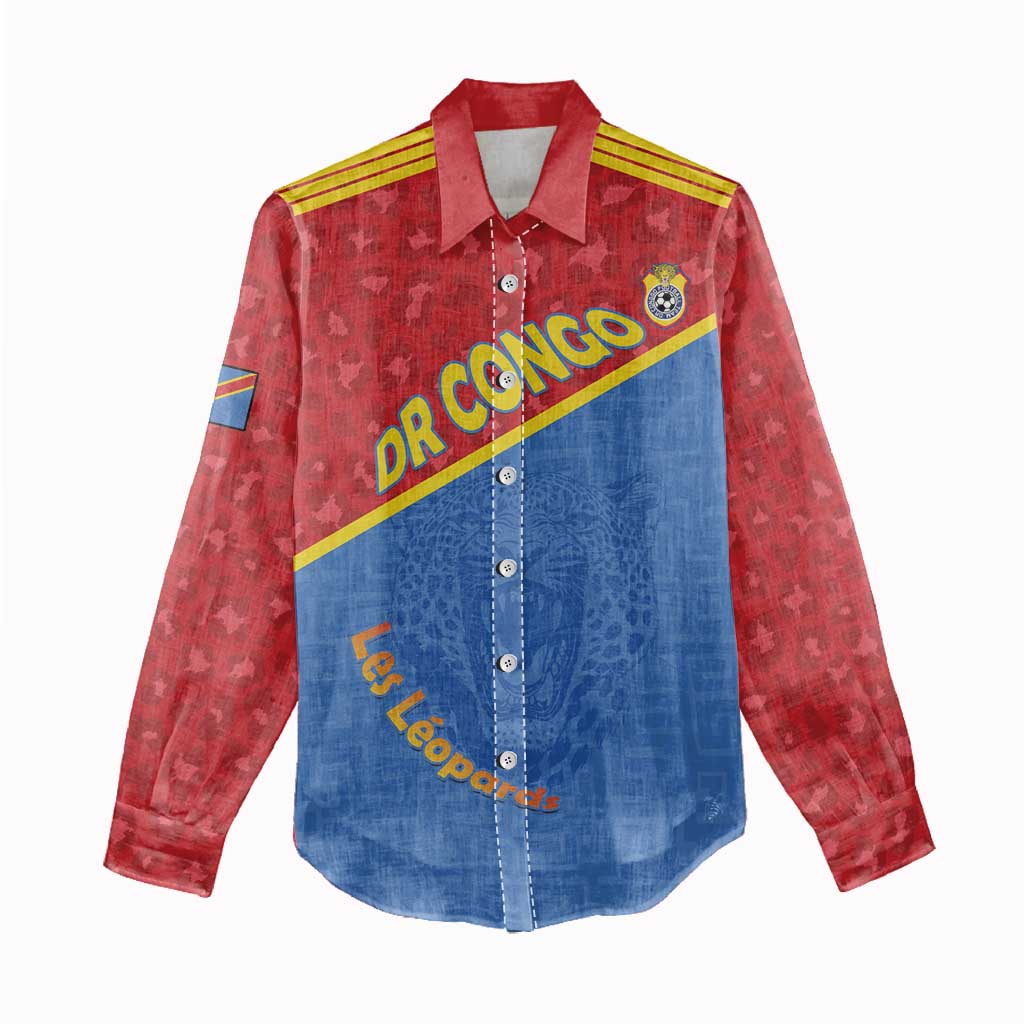 Custom DR Congo Football Women Casual Shirt Allez Les Léopards - Wonder Print Shop