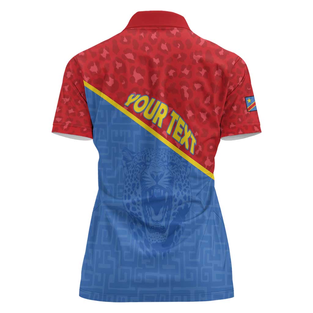 Custom DR Congo Football Women Polo Shirt Allez Les Léopards - Wonder Print Shop