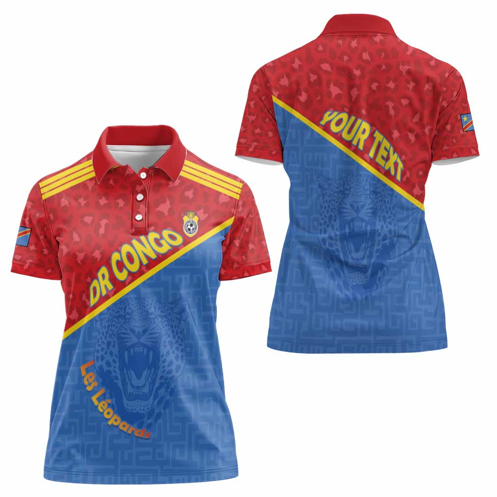 Custom DR Congo Football Women Polo Shirt Allez Les Léopards - Wonder Print Shop