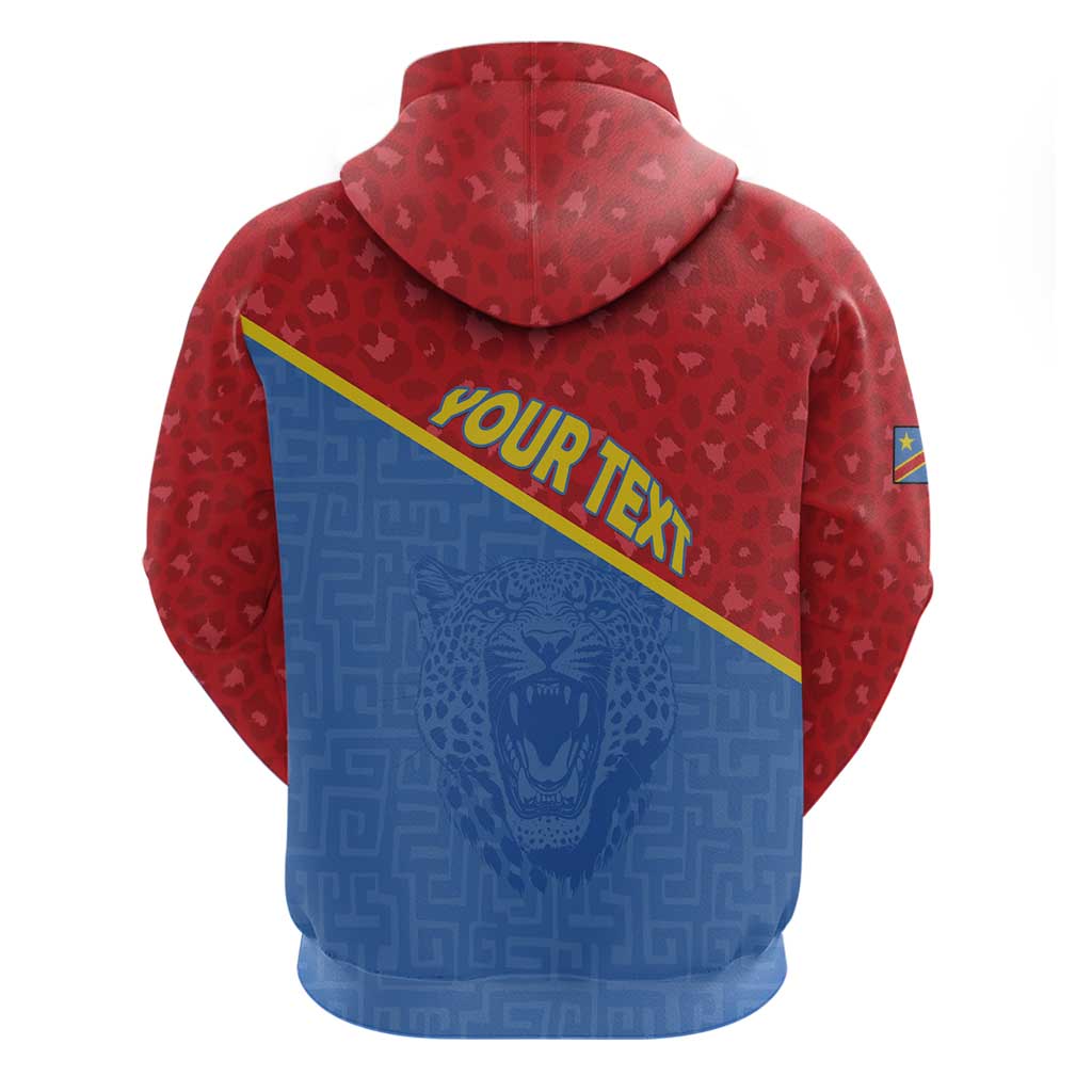 Custom DR Congo Football Zip Hoodie Allez Les Léopards - Wonder Print Shop