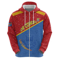 Custom DR Congo Football Zip Hoodie Allez Les Léopards - Wonder Print Shop