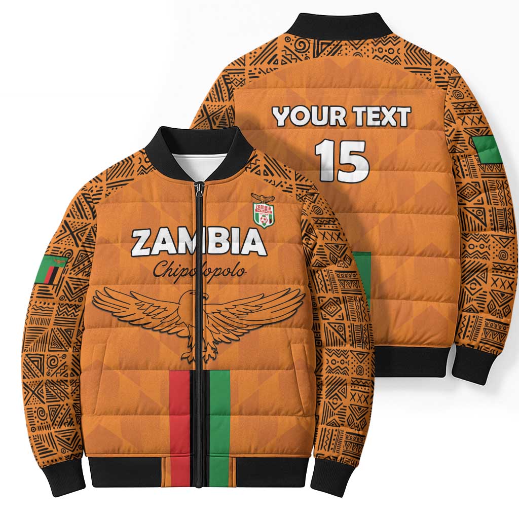 Custom Zambia Football Bomber Puffer Jacket Go Chipolopolo Go - Wonder Print Shop