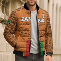 Custom Zambia Football Bomber Puffer Jacket Go Chipolopolo Go - Wonder Print Shop