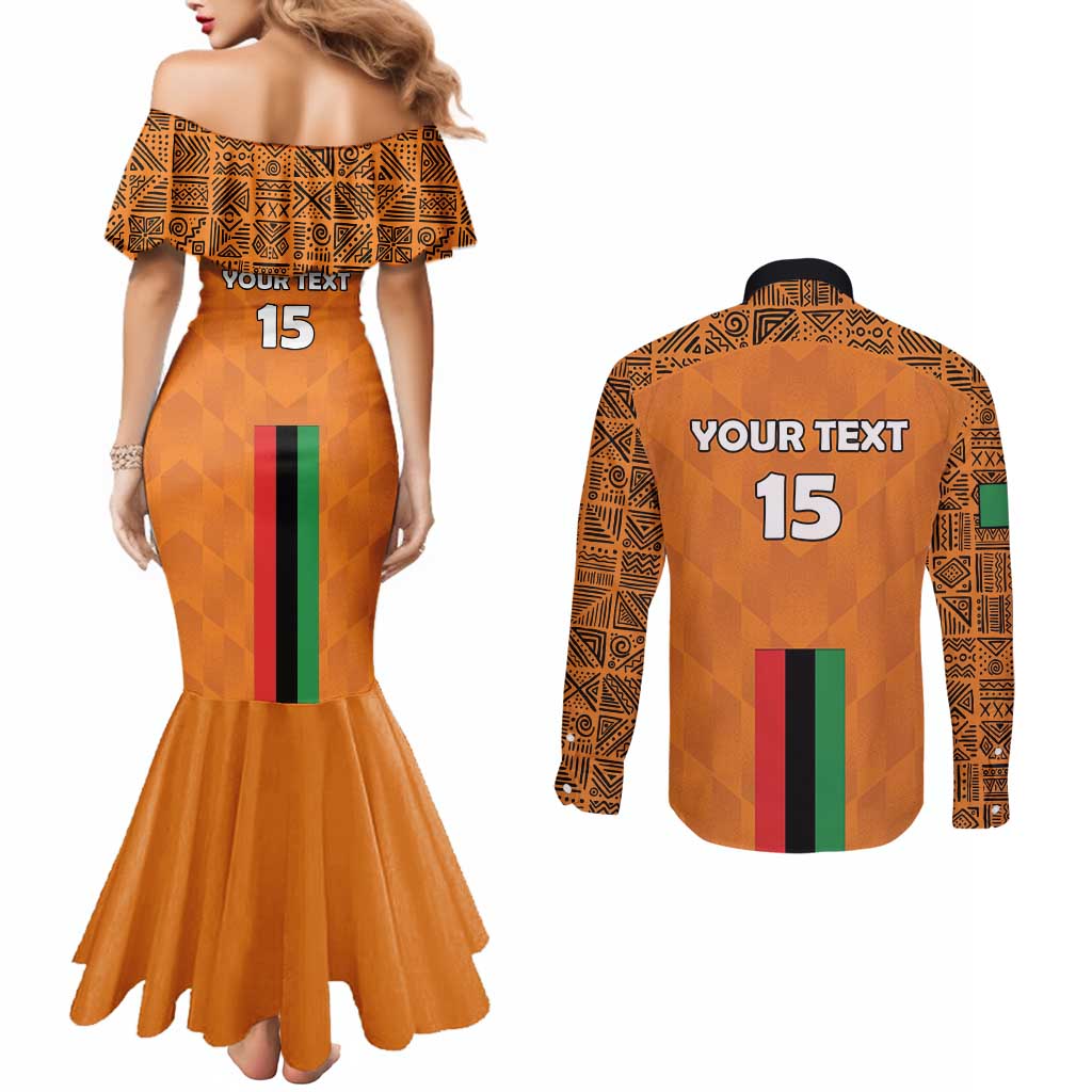 Custom Zambia Football Couples Matching Mermaid Dress and Long Sleeve Button Shirt Go Chipolopolo Go - Wonder Print Shop