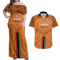 Custom Zambia Football Couples Matching Off Shoulder Maxi Dress and Hawaiian Shirt Go Chipolopolo Go - Wonder Print Shop