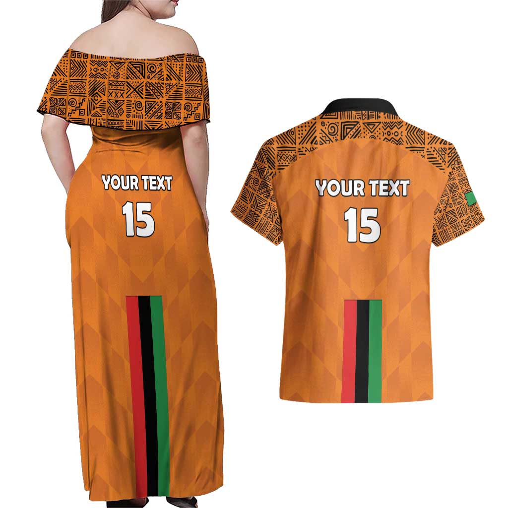 Custom Zambia Football Couples Matching Off Shoulder Maxi Dress and Hawaiian Shirt Go Chipolopolo Go - Wonder Print Shop