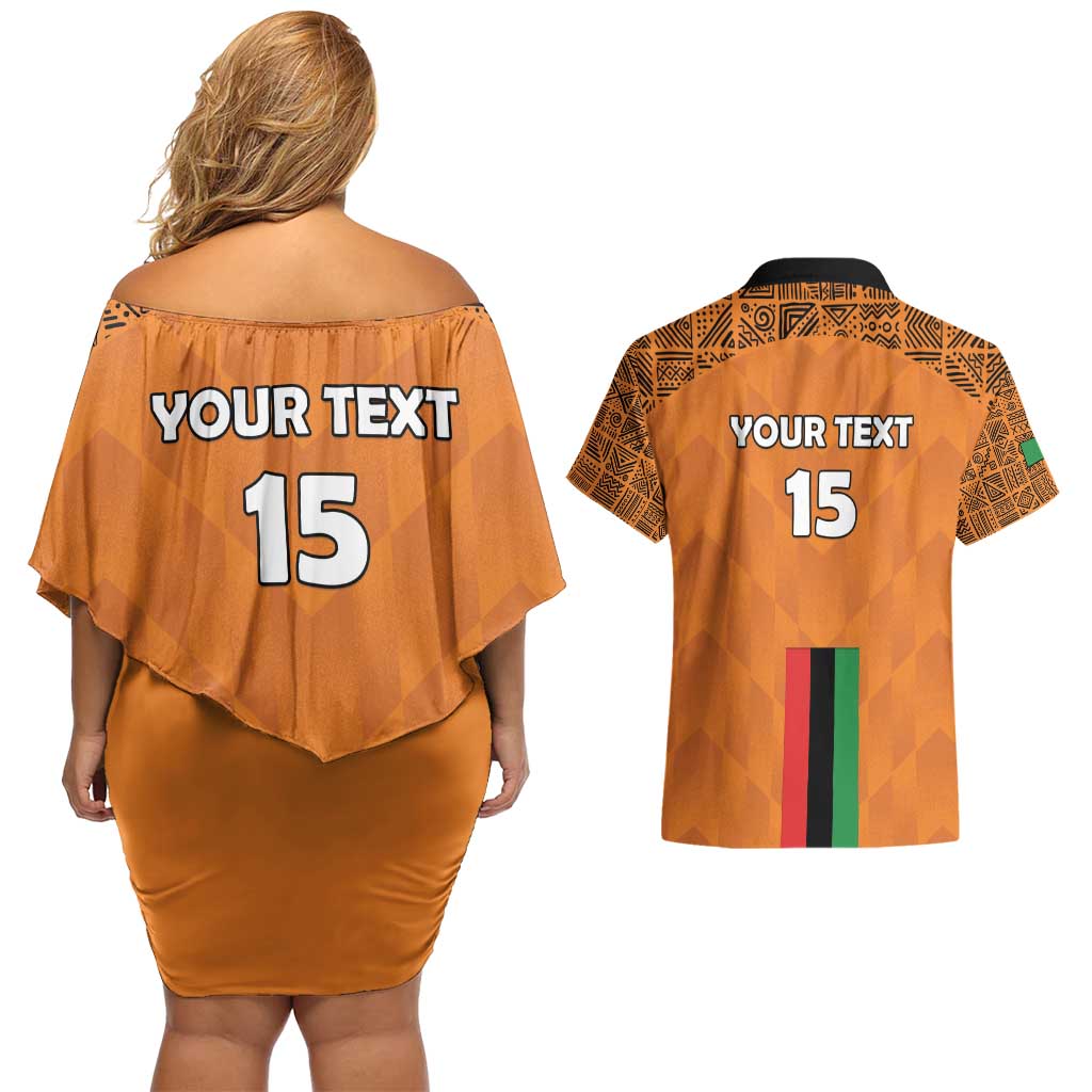 Custom Zambia Football Couples Matching Off Shoulder Short Dress and Hawaiian Shirt Go Chipolopolo Go - Wonder Print Shop