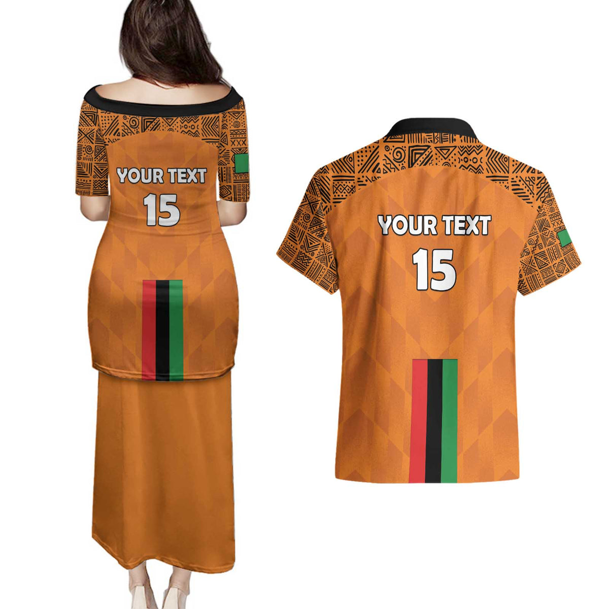 Custom Zambia Football Couples Matching Puletasi and Hawaiian Shirt Go Chipolopolo Go - Wonder Print Shop
