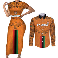 Custom Zambia Football Couples Matching Short Sleeve Bodycon Dress and Long Sleeve Button Shirt Go Chipolopolo Go - Wonder Print Shop