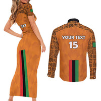 Custom Zambia Football Couples Matching Short Sleeve Bodycon Dress and Long Sleeve Button Shirt Go Chipolopolo Go - Wonder Print Shop