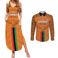 Custom Zambia Football Couples Matching Summer Maxi Dress and Long Sleeve Button Shirt Go Chipolopolo Go - Wonder Print Shop