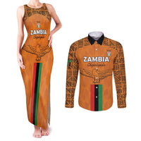 Custom Zambia Football Couples Matching Tank Maxi Dress and Long Sleeve Button Shirt Go Chipolopolo Go - Wonder Print Shop
