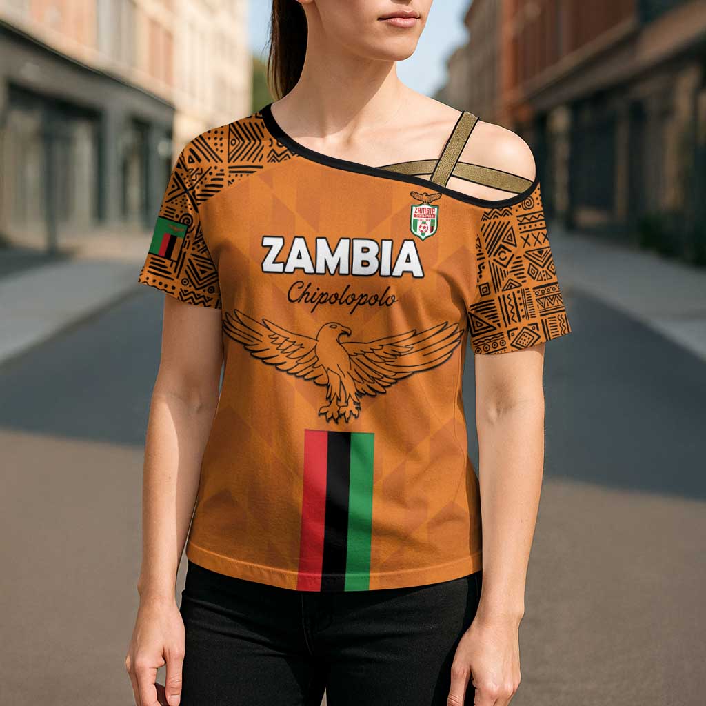 Custom Zambia Football Cross Shoulder Shirt Go Chipolopolo Go - Wonder Print Shop