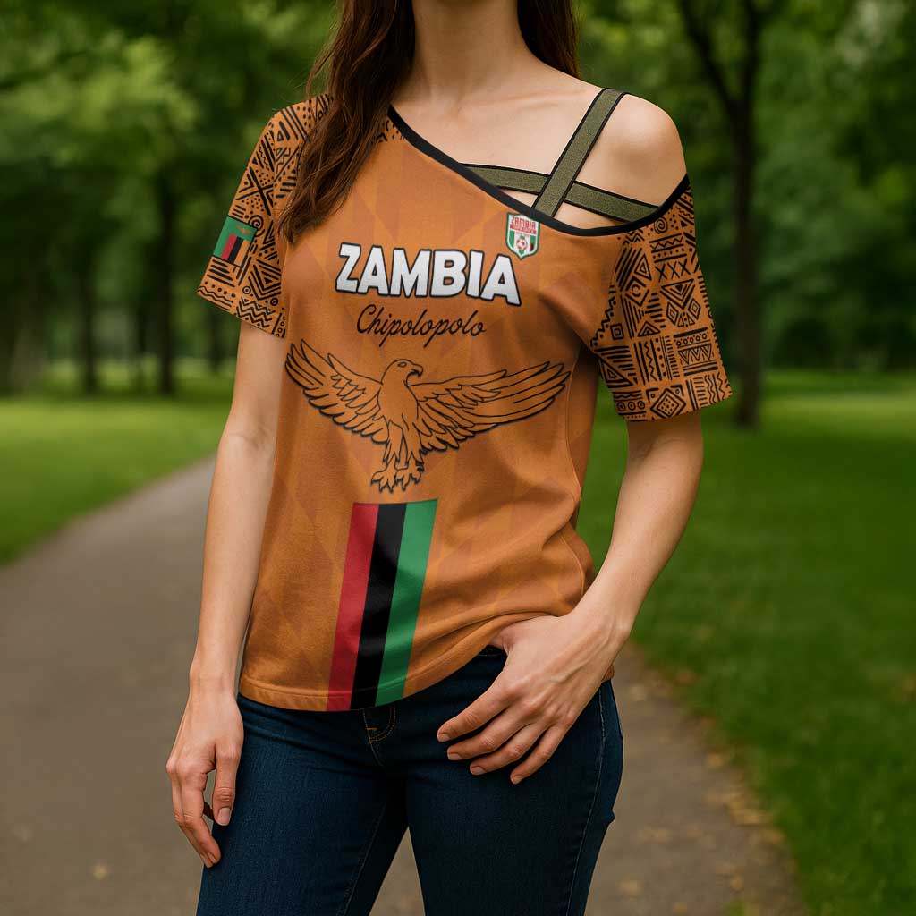 Custom Zambia Football Cross Shoulder Shirt Go Chipolopolo Go - Wonder Print Shop