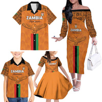 Custom Zambia Football Family Matching Off The Shoulder Long Sleeve Dress and Hawaiian Shirt Go Chipolopolo Go - Wonder Print Shop