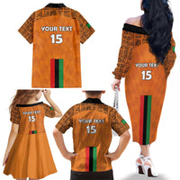 Custom Zambia Football Family Matching Off The Shoulder Long Sleeve Dress and Hawaiian Shirt Go Chipolopolo Go - Wonder Print Shop