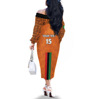 Custom Zambia Football Family Matching Off The Shoulder Long Sleeve Dress and Hawaiian Shirt Go Chipolopolo Go - Wonder Print Shop