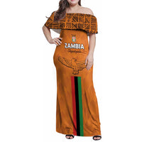 Custom Zambia Football Family Matching Off Shoulder Maxi Dress and Hawaiian Shirt Go Chipolopolo Go - Wonder Print Shop