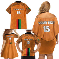 Custom Zambia Football Family Matching Off Shoulder Short Dress and Hawaiian Shirt Go Chipolopolo Go - Wonder Print Shop