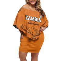 Custom Zambia Football Family Matching Off Shoulder Short Dress and Hawaiian Shirt Go Chipolopolo Go - Wonder Print Shop