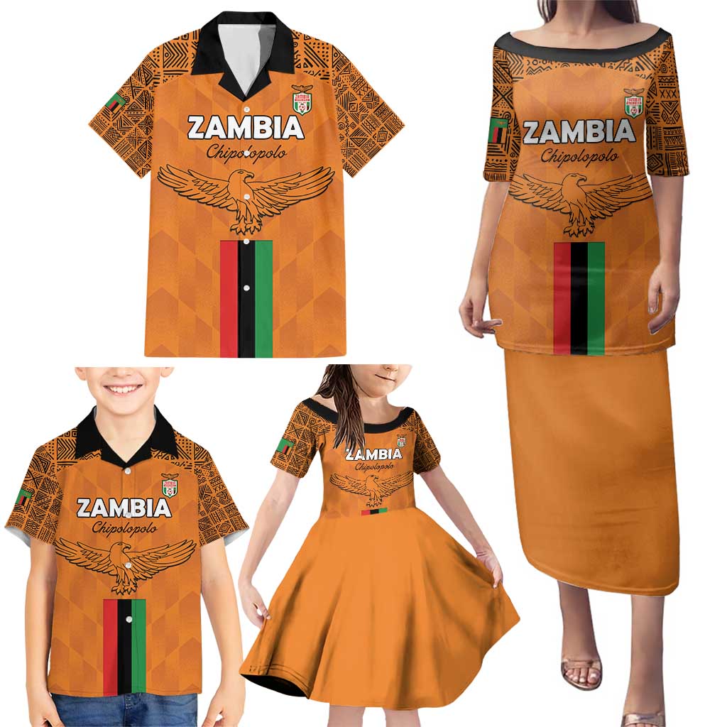 Custom Zambia Football Family Matching Puletasi and Hawaiian Shirt Go Chipolopolo Go - Wonder Print Shop