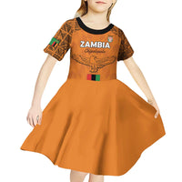 Custom Zambia Football Kid Short Sleeve Dress Go Chipolopolo Go - Wonder Print Shop