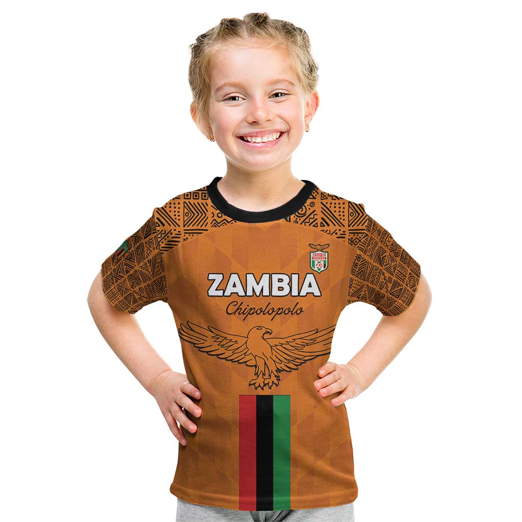 Custom Zambia Football Kid T Shirt Go Chipolopolo Go - Wonder Print Shop