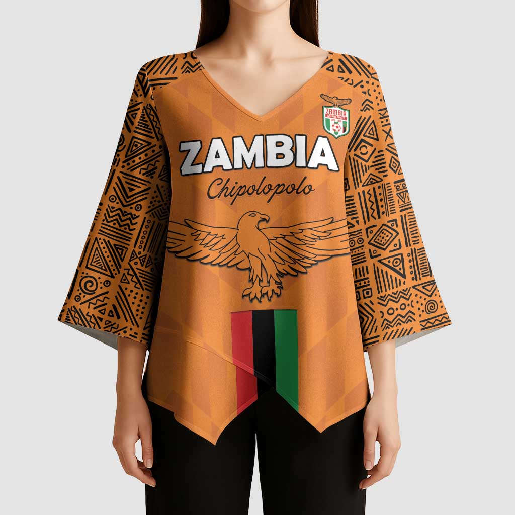 Custom Zambia Football Kimono Sleeve Blouse Go Chipolopolo Go - Wonder Print Shop