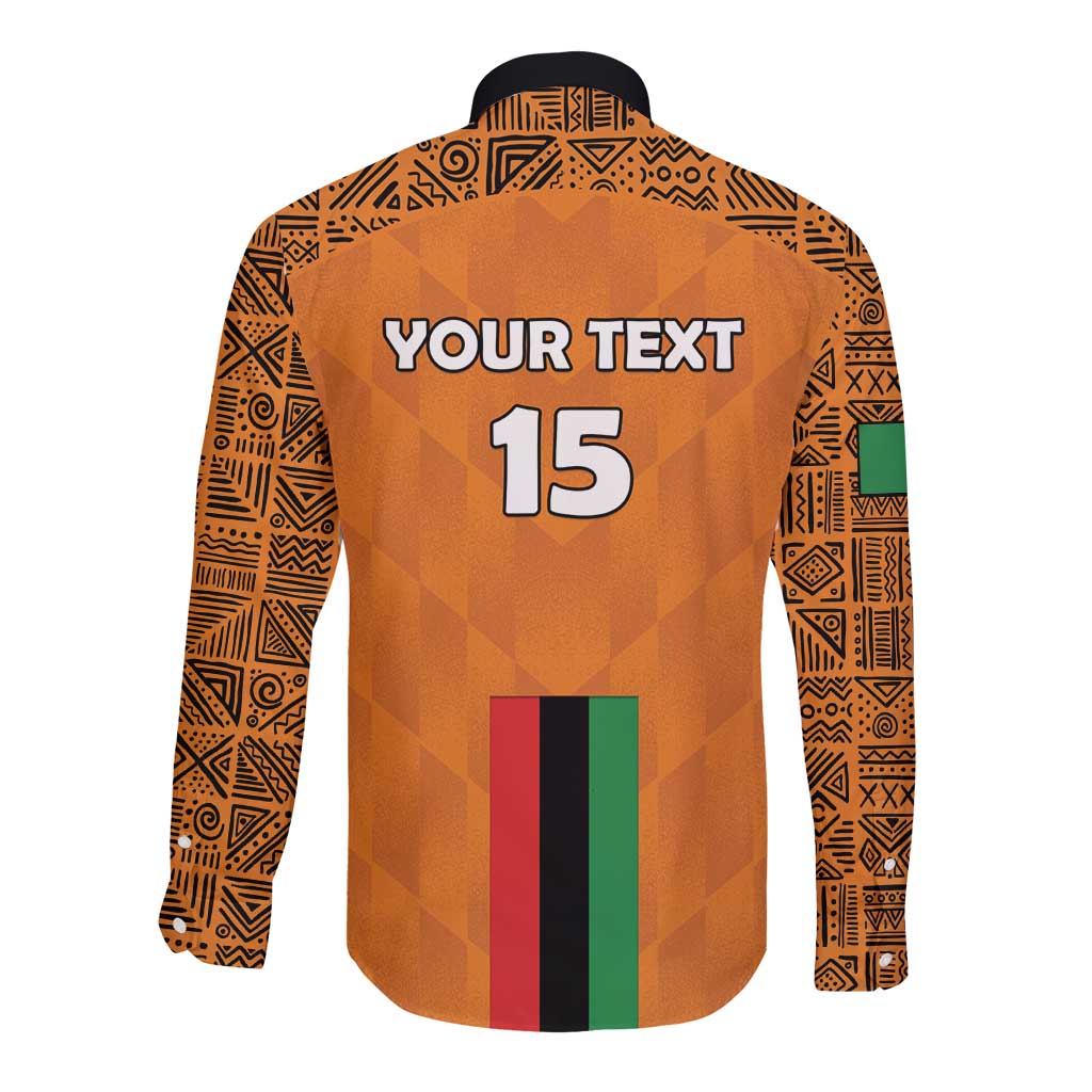 Custom Zambia Football Long Sleeve Button Shirt Go Chipolopolo Go - Wonder Print Shop