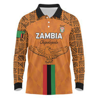 Custom Zambia Football Long Sleeve Polo Shirt Go Chipolopolo Go - Wonder Print Shop