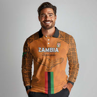 Custom Zambia Football Long Sleeve Polo Shirt Go Chipolopolo Go - Wonder Print Shop