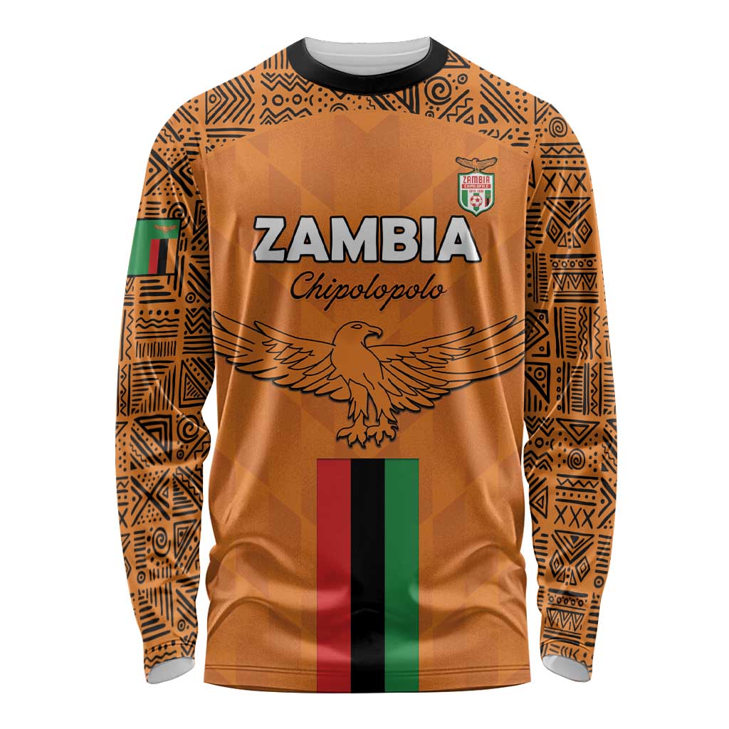 Custom Zambia Football Long Sleeve Shirt Go Chipolopolo Go - Wonder Print Shop