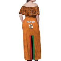 Custom Zambia Football Off Shoulder Maxi Dress Go Chipolopolo Go - Wonder Print Shop