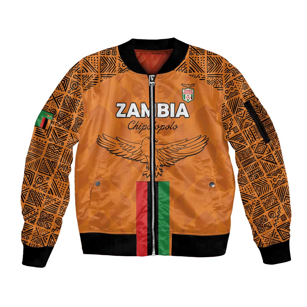 Custom Zambia Football Sleeve Zip Bomber Jacket Go Chipolopolo Go - Wonder Print Shop