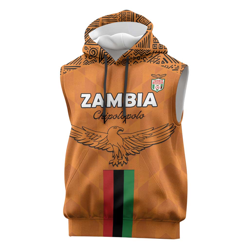 Custom Zambia Football Sleeveless Hoodie Go Chipolopolo Go - Wonder Print Shop