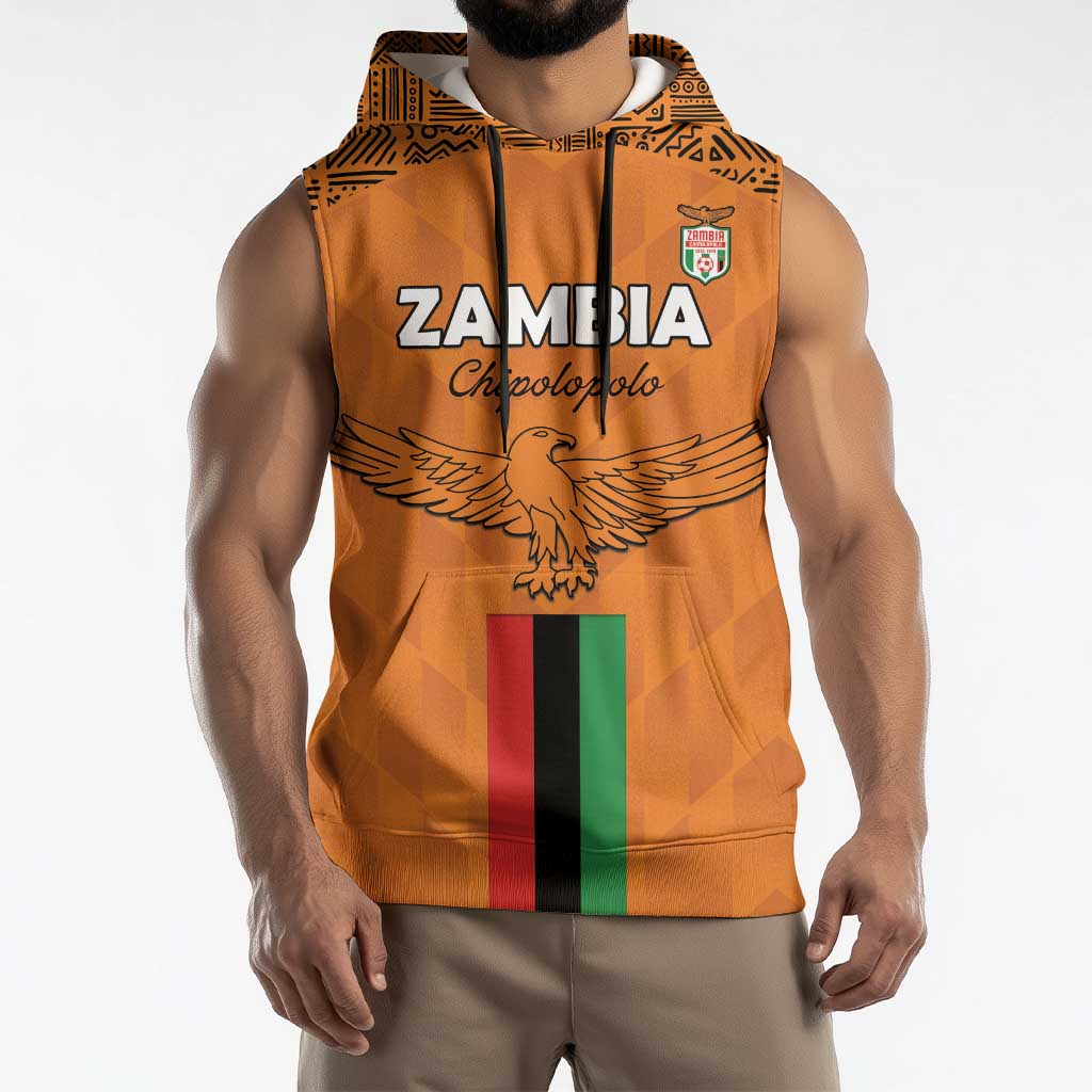 Custom Zambia Football Sleeveless Hoodie Go Chipolopolo Go - Wonder Print Shop