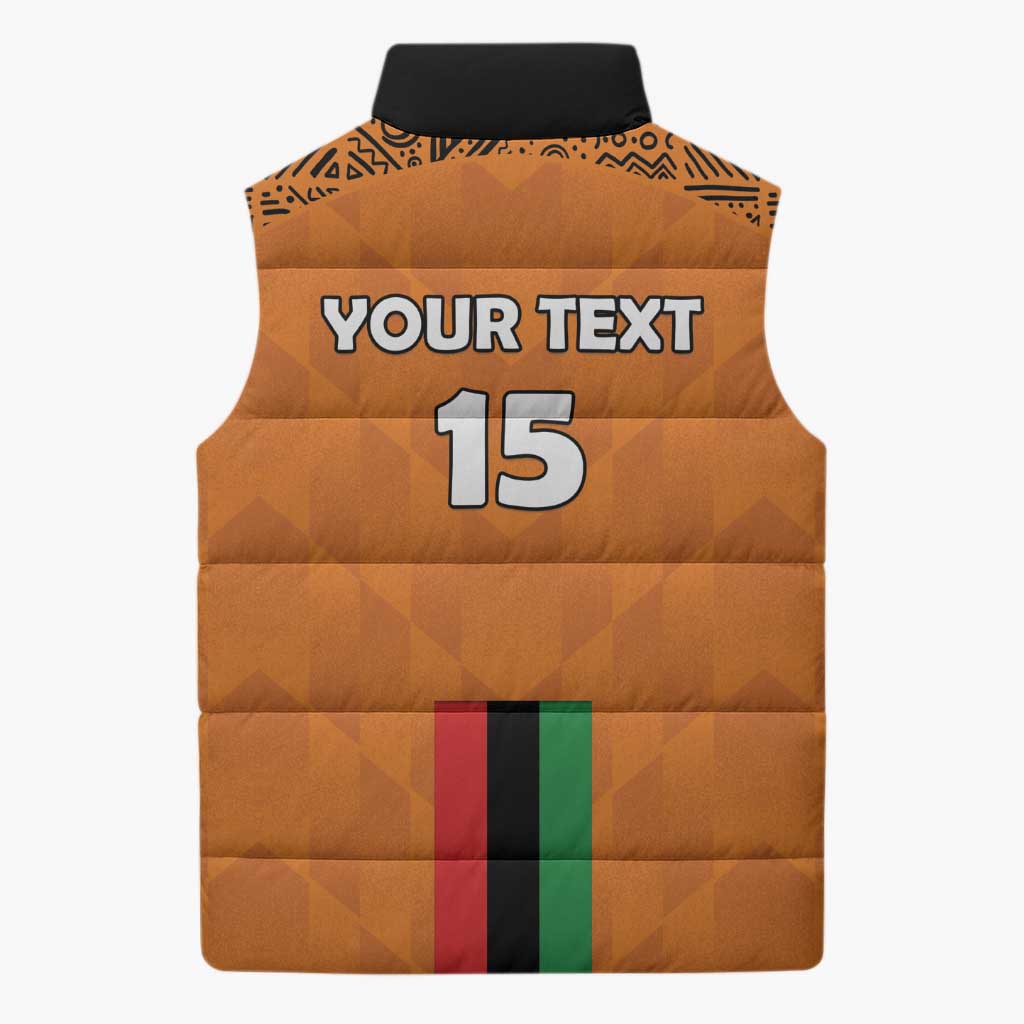Custom Zambia Football Sleeveless Puffer Jacket Go Chipolopolo Go - Wonder Print Shop