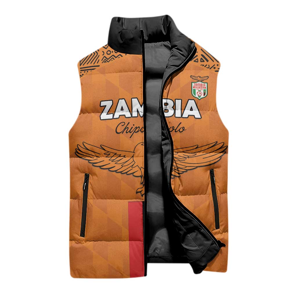 Custom Zambia Football Sleeveless Puffer Jacket Go Chipolopolo Go - Wonder Print Shop