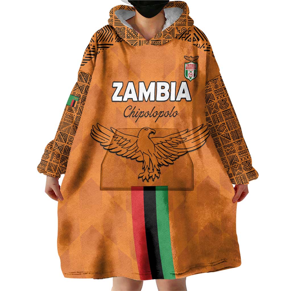 Custom Zambia Football Wearable Blanket Hoodie Go Chipolopolo Go - Wonder Print Shop