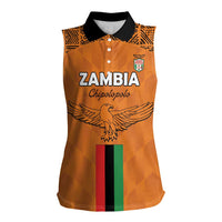 Custom Zambia Football Women Sleeveless Polo Shirt Go Chipolopolo Go - Wonder Print Shop