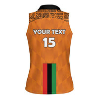 Custom Zambia Football Women Sleeveless Polo Shirt Go Chipolopolo Go - Wonder Print Shop