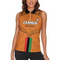 Custom Zambia Football Women Sleeveless Polo Shirt Go Chipolopolo Go - Wonder Print Shop