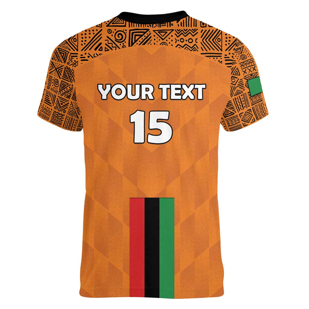 Custom Zambia Football Women V-Neck T-Shirt Go Chipolopolo Go - Wonder Print Shop